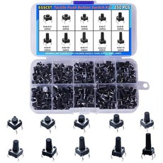 EGSCST 250피스 10가지 값 6x6mm 촉각 푸시 버튼 스위치 모음 키트 4핀 마이크로 순간 택트 세트 280903 8860935422