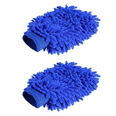 방수 자동차 세차용 셔닐 장갑 세척 미트 왁스 디테일링 브 관리 먼지 제거, 3. 2Pcs Blue, 1개