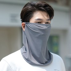 UPF50 冰絲防曬頭罩 男女士戶外騎行口罩遮陽面罩透氣, 1個, 透氣孔麵罩【深灰】UPF50+