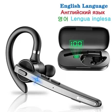 New Bee M53 블루투스 헤드셋 무선 헤드폰 듀얼 마이크 음소거 소음 차단 이어폰 드라이버 사무실 용 핸즈, 01 English Black