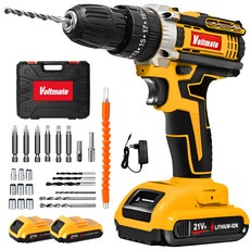 [국내발송] VoltMate 21V 다용도 전동드릴 35N 빅토크해머드릴무선 가정용전동드라이버 임팩트드릴 해머전동드릴 배터리 2개 세트, 1세트, 본품 + 배터리2개이상