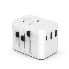 多國萬用轉接頭 Type-C PD 快充 萬國轉接頭, 1個, 2USB+Type-C 白色