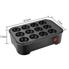 희야키친 타코야끼 문어빵 기계 전기 그릴, 블랙, 뚜껑 X, 어댑터 X, 1개, 1cm