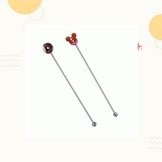 샹그리아 머들링스푼 머들러 스테인리스 칵테일 캐릭터 도구 롱스푼, 1개, 1cl1 3도넛머들러-땡땡레드