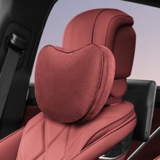 차량용 목쿠션 허리쿠션 프리미엄 스웨이드 누벅 듀얼 레이어 고탄성 메모리폼 숨쉬는 타공 원단 목 보호 쿠션 사계절 공용 통기성 타공 자동차 시트 등받이 쿠션, 1개, [볼케이노 레드] 목쿠션