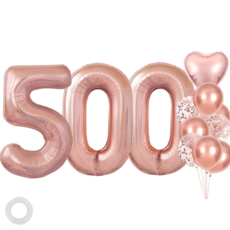 파파 파티 로즈골드 콘페티 하트 대형 숫자 풍선 세트, 1개, 500