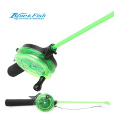 BNF 빙어 송어 산천어용 일체형 간편 얼음낚시대 세트, 그린