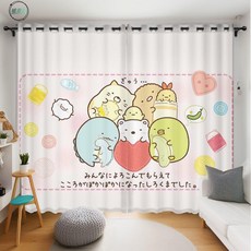 墟里居 角落生物簡約窗簾遮光兒童臥室飄窗學生宿舍免打孔環保隔斷簾, 10（83554）,寬2米*高度2.7米打孔一片/可改短