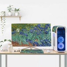 직소퍼즐 작업대 접이식 퍼즐패드 매트 경사 거치대 스탠드 펠트보드 조각 보관용 취미, C. 반 고흐 아이리스 스웨이드 모니터 커버