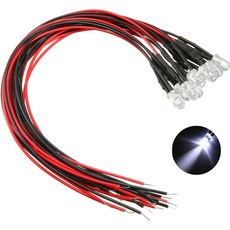 5파이 36V LED 화이트 표시등 저항내장형 와이어 케이블 일체형 태양광 배터리 중장비 제어판 전기전자 DIY 부품, 10개