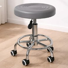 라온프리 미용 원형 이동식 바퀴의자, 1개, 그레이