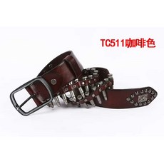 남자 빅사이즈 벨트 캐주얼 스터드 캐쥬얼 청바지 허리띠, 브라운 TC511 120cm
