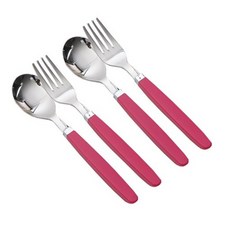 라온누리 픽미 컬러 아동 수저세트 숟가락 2p + 포크 2p, 숟가락 2개 + 포크 2개, 1세트, 베이직 핫핑크(HP)