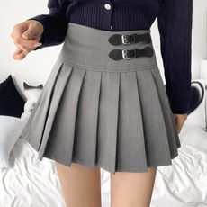 [여친룩/2col] 페루 버클 주름 플리츠 미니 스커트