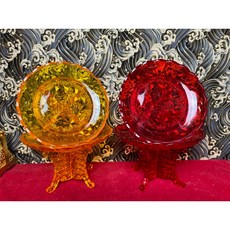 京綸 水鑽敬神盤 水果盤 貢盤 敬果盤 敬神果盤 佛堂蓮花盤 拜拜水果盤, 紅色,8寸, 1個