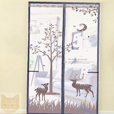 사슴 문 모기장 100x210cm 그레이 현관문모기장