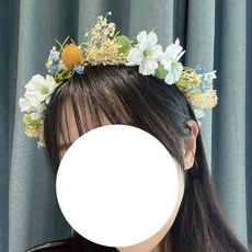 촬영 소품 하늘색 꽃화관 플라워화관