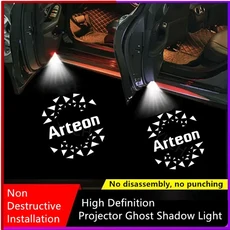 폭스바겐 아테온 2017 2020-2022 2023용 LED 자동차 도어 웰컴 HD 라이트 고스트 섀도우 로고 프로젝터 레, 08 LOGO C, 02 Need wires-2pcs