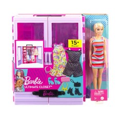 MATTEL Barbie 芭比手提衣櫥擴大版 (附娃娃) - 全新正版公司貨, 1個
