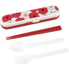 【東京速購】WPC環保餐具組三件組經典花色 (筷子/叉子/湯匙) 日本代購 便攜餐具組, 1個, 紅色