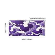 보라색과 흰색의 바다 무늬 게이밍 마우스 패드 2mm 미끄럼 방지 바느질 처리된 측면 긴 키보드 사무실 매, 05 300x600x2mm, 02 2