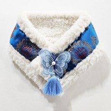 하니펫 반려동물 귀요미스카프 양털 한복 목도리, 1개, 블루