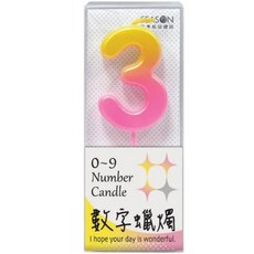 漸層數字蠟燭 GL033, 1個, 數字3