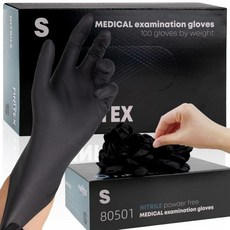 FINTENX - 검정 니트릴 일회용 장갑 500만 개 파우더 프리 건강 검진용 라텍스 프리 100개 검진용 가정용 청소 식품 장갑중형, Small
