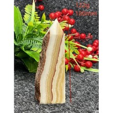 정원오벨리스크 정원울타리 천연 노란색 줄무늬 방해석 사각형 크리스탈 오벨리스크 치유 레이키 에너지 지팡이 집 장식 명절 선물 1 개, 122g 100mm