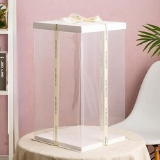 투명 케이크 상자 꽃다발 포장 대형 원통 원형 선물, 1개, 화이트 1 개