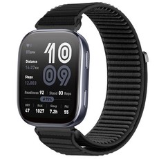 ZOCOVIN Amazfit Bip 6/Bip 5와 호환되는 22mm 나일론 시계 밴드 Amazfit GTR 4/GTR 3/GTR 3 Pro/GTR 2/2e/Balance/C, 블랙