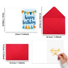 嗨購 彩色三角旗 節日禮品 生日快樂 祝福感謝賀卡 附信封, 1個