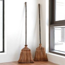 미용실 매장 롱빗자루 대형 야자나무 대나무빗자루, 긴 손잡이 7구 빗자루, 1개