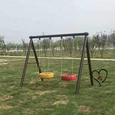 딩밍월드 펜션 야외그네 놀이터 캠핑장 그네 성인용, 이중 타이어 그네, 1개