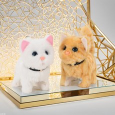 전동 고양이 모의 로봇 고양이 장난감 애완 고양이는 움직일 수 있고 털 장난감이라고 부른다, 1레이스 칼라 고양이 (핑크)*2, 1개