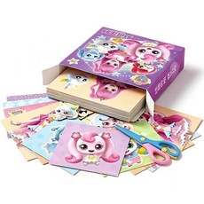 티니핑 공주 어린이 종이접기 색종이 안전가위 DIY 만들기 창의력 완구 여아, 1개, 108PCS