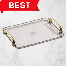 포케이바이 럭셔리 고급 투명 쟁반 트레이, 1개, 그레이