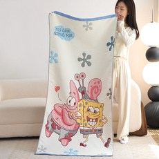 海綿寶寶加厚浴巾純棉紗布卡通家用吸水速乾全棉寶寶浴巾, 【母嬰級A類】新菠蘿屋,【吸水速幹 不掉毛】75*160cm, 1個