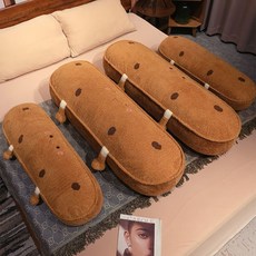 쿠키 모양 긴 베개 수면용 침대 옆 베개 침실용 가정용 수면 베개 분리 및 세탁 가능한 쿠션, 세부 정보 보기, 둥근 눈 쿠키 베개-1.2m