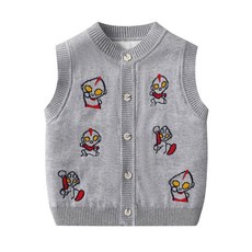 MIIY 兒童奧特曼卡通開衫毛衣背心