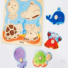 셀 커머스 비가(VIGA) 베베꼭지퍼즐 해양동물 (V50132) 원목동물퍼즐, 1개, 1
