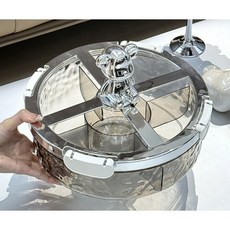 過年糖果盤 果盤 乾果盒 零食糖果盒 密封防潮 家用客廳 茶几乾果盤 瓜子盤 堅果收納盒 YM79ku, 銀色, 1個