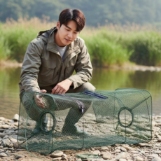 접이식 통발 휴대용 민물 소형 사각 통발 어망 그물망 채집용 채집망 낚시용 어류 생선 채집 낚시 레저