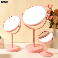 DFMEI 雙面放大桌上型化妝鏡, 圓形中號粉色(22*13.5):如圖