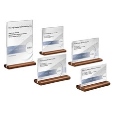 ECKEK 2팩 아크릴 라벨 홀더 가격표 표시 표지판 데이터 카드 나무 베이스 테이블 상단 스탠드 비치 100 100mm/3 94x3 94인치, 10 Walnut 90*55mm/3.54x2.17 in