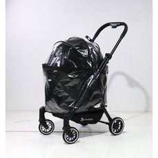 輕量型寵物推車，輕巧便攜，狗推車貓推車，透氣舒適，加大空間, 1個, 輕量寵物推車-罌粟黑+雨罩, 罌粟黑