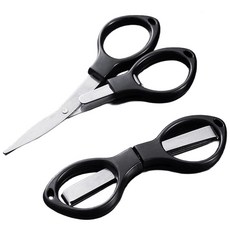 포켓 휴대용 접이식 미니 안전 가위, 1개, 블랙