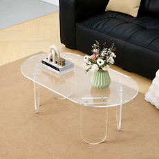ARTLOGE 아크릴 투명 테이블 타원형 거실 테이블 950