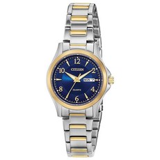 Citizen 쿼츠 여성용 시계 실버/골드 톤 팔찌 & 블루 다이얼 클래식, Silver/Gold Tone Bracelet & Bl