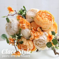 클레이스 작약 조화 꽃다발, 1개, 오렌지